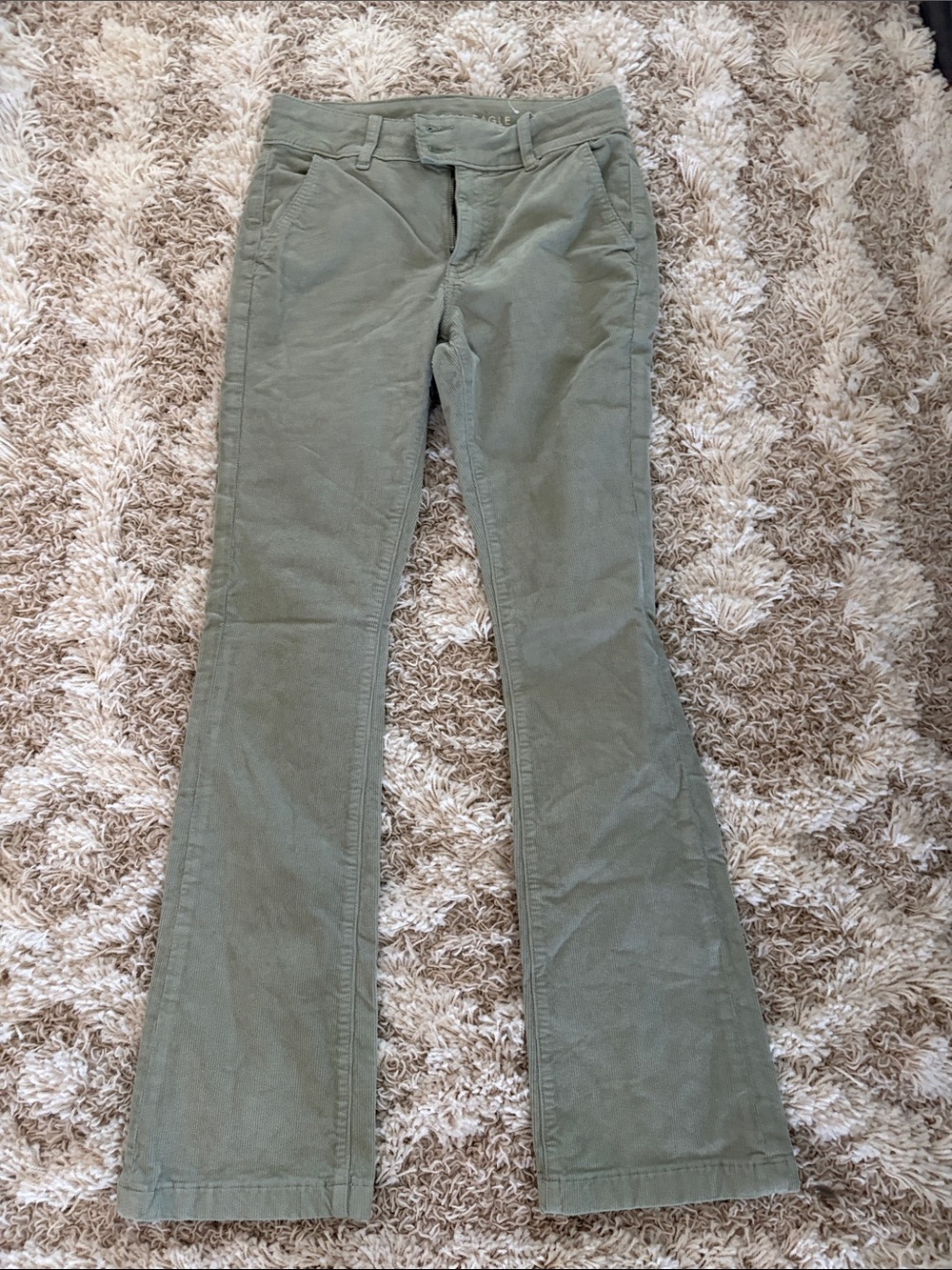 American Eagle Outfitters Olive Green Corduroy Flare Pants